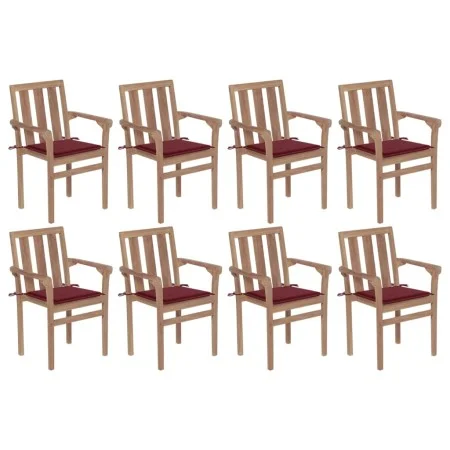Stackable garden chairs 8 pcs solid teak wood with cushions by vidaXL, Garden chairs - Ref: Foro24-3073442, Price: 1,00 €, Di...