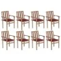 Stackable garden chairs 8 pcs solid teak wood with cushions by vidaXL, Garden chairs - Ref: Foro24-3073442, Price: 1,00 €, Di...