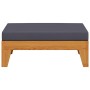 Reposapiés modular y cojín gris ocuro madera maciza de acacia