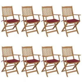 8 pcs folding garden chairs and solid acacia wood cushions by vidaXL, Garden chairs - Ref: Foro24-3074976, Price: 446,99 €, D...
