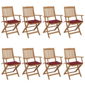 8 Stück klappbare Gartenstühle und Kissen aus massivem Akazienholz von vidaXL, Gartenstühle - Ref: Foro24-3074976, Preis: 473...