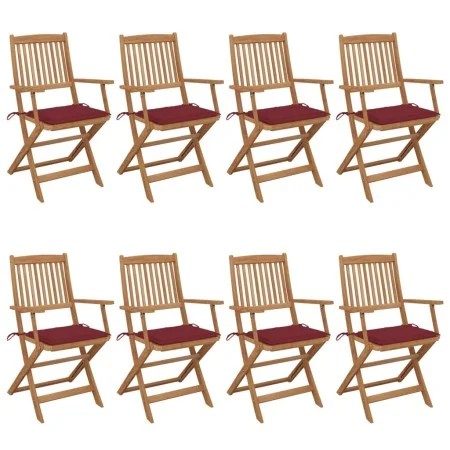 8 pcs folding garden chairs and solid acacia wood cushions by vidaXL, Garden chairs - Ref: Foro24-3074976, Price: 446,99 €, D...