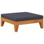 Reposapiés modular y cojín gris ocuro madera maciza de acacia