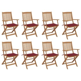 Sillas de jardín plegables 8 uds y cojines madera maciza acacia de vidaXL, Sillas de jardín - Ref: Foro24-3075094, Precio: 46...