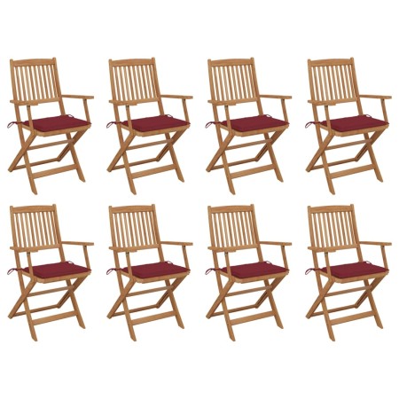 8 Stück klappbare Gartenstühle und Kissen aus massivem Akazienholz von vidaXL, Gartenstühle - Ref: Foro24-3075094, Preis: 462...