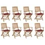 8 pcs folding garden chairs and solid acacia wood cushions by vidaXL, Garden chairs - Ref: Foro24-3075094, Price: 399,77 €, D...
