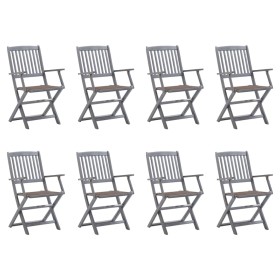 8 Stück klappbare Gartenstühle und Kissen aus massivem Akazienholz von vidaXL, Gartenstühle - Ref: Foro24-3078270, Preis: 372...