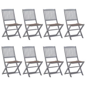 8 pcs folding garden chairs and solid acacia wood cushions by vidaXL, Garden chairs - Ref: Foro24-3078298, Price: 414,96 €, D...