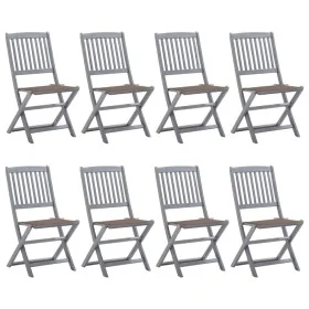 8 pcs folding garden chairs and solid acacia wood cushions by vidaXL, Garden chairs - Ref: Foro24-3078298, Price: 408,52 €, D...