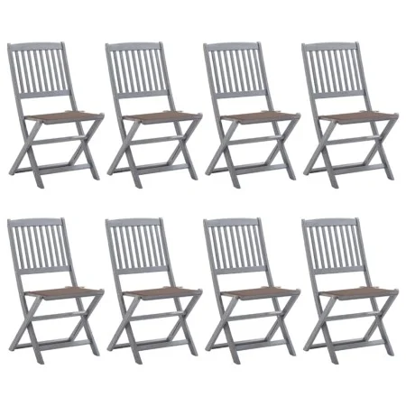 8 pcs folding garden chairs and solid acacia wood cushions by vidaXL, Garden chairs - Ref: Foro24-3078298, Price: 409,42 €, D...