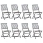 8 pcs folding garden chairs and solid acacia wood cushions by vidaXL, Garden chairs - Ref: Foro24-3078298, Price: 409,42 €, D...