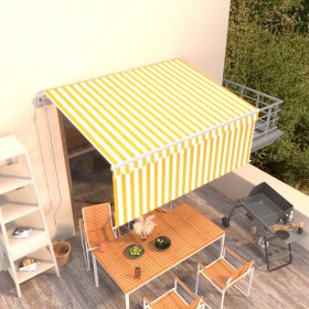 Automatic retractable awning with yellow LED blind 3.5x2.5 m by vidaXL, Awnings - Ref: Foro24-3069288, Price: 339,82 €, Disco...
