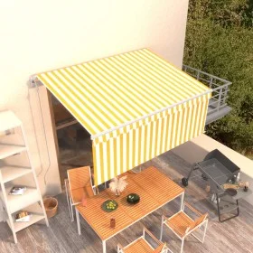 Automatic retractable awning with yellow LED blind 3.5x2.5 m by vidaXL, Awnings - Ref: Foro24-3069288, Price: 409,78 €, Disco...