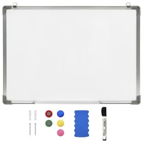 Magnetisches, trocken abwischbares Whiteboard aus weißem Stahl, 90 x 60 cm von vidaXL, Whiteboards - Ref: Foro24-146633, Prei...
