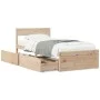 Bettgestell aus massivem Kiefernholz mit Schubladen 100x200 cm von vidaXL, Betten und Lattenroste - Ref: Foro24-846789, Preis...