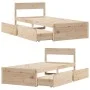 Solid pine wood bed frame with drawers 100x200 cm by vidaXL, Beds and slatted bases - Ref: Foro24-846789, Price: 143,35 €, Di...