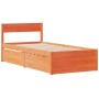 Bed frame with drawers solid brown pine wood 90x190 cm by vidaXL, Beds and slatted bases - Ref: Foro24-846806, Price: 165,76 ...