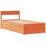 Bed frame with drawers solid brown pine wood 90x190 cm by vidaXL, Beds and slatted bases - Ref: Foro24-846806, Price: 163,64 ...