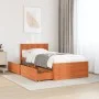 Estructura cama con cajones madera maciza pino marrón 90x190 cm de vidaXL, Camas y somieres - Ref: Foro24-846806, Precio: 163...
