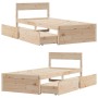 Solid pine wood bed frame with drawers 90x190 cm by vidaXL, Beds and slatted bases - Ref: Foro24-846804, Price: 170,71 €, Dis...