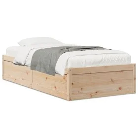 Solid pine wood bed frame 90x200 cm by vidaXL, Beds and slatted bases - Ref: Foro24-846831, Price: 128,76 €, Discount: %