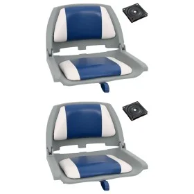 Set of 4 folding boat seats with white and blue cushion by vidaXL, Sailboats - Ref: Foro24-272241, Price: 164,40 €, Discount: %