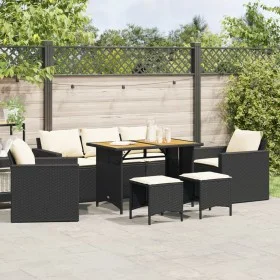 6-teiliges Gartensofa-Set und schwarze synthetische Rattankissen von vidaXL, Gartensets - Ref: Foro24-3213556, Preis: 519,34 ...