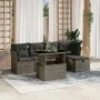 6-teiliges Gartenmöbel-Set und graue synthetische Rattankissen von vidaXL, Gartensets - Ref: Foro24-3274640, Preis: 371,77 €,...
