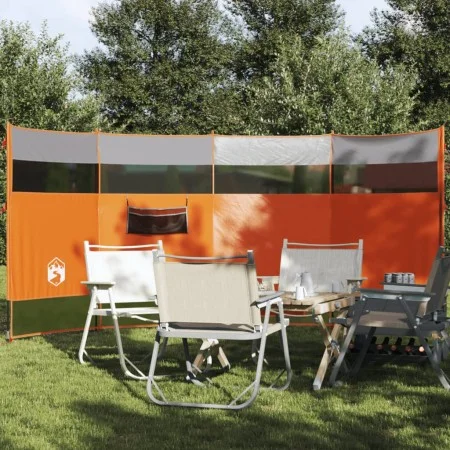 Cortaviento de camping impermeable gris naranja 366x152x152 cm de vidaXL, Paravientos - Ref: Foro24-94742, Precio: 41,04 €, D...