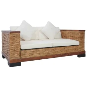 2-seater sofa with brown natural rattan cushions by vidaXL, Sofas - Ref: Foro24-283079, Price: 538,91 €, Discount: %