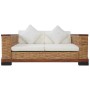 Sofá de 2 plazas con cojines ratán natural marrón de vidaXL, Sofás - Ref: Foro24-283079, Precio: 572,75 €, Descuento: %