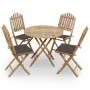 Faltbares 5-teiliges Gartenmöbel-Set mit Bambus-Kissen von vidaXL, Gartensets - Ref: Foro24-3063968, Preis: 269,70 €, Rabatt: %