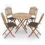 Faltbares 5-teiliges Gartenmöbel-Set mit Bambus-Kissen von vidaXL, Gartensets - Ref: Foro24-3063968, Preis: 273,54 €, Rabatt: %