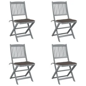 Klappbare Gartenstühle 4 Stück Kissen massives Akazienholz von vidaXL, Gartenstühle - Ref: Foro24-3064571, Preis: 207,52 €, R...