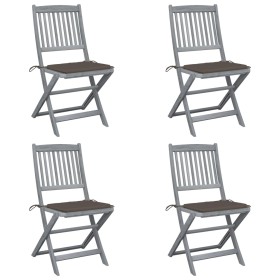Klappbare Gartenstühle 4 Stück Kissen massives Akazienholz von vidaXL, Gartenstühle - Ref: Foro24-3064571, Preis: 210,84 €, R...