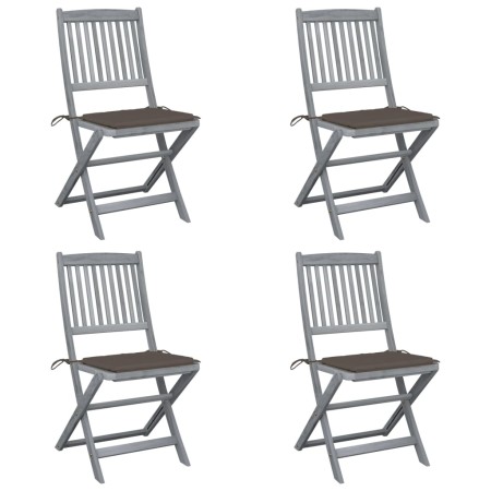Klappbare Gartenstühle 4 Stück Kissen massives Akazienholz von vidaXL, Gartenstühle - Ref: Foro24-3064571, Preis: 210,84 €, R...