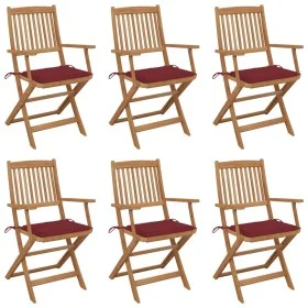 Folding garden chairs 6 units and solid acacia wood cushions by vidaXL, Garden chairs - Ref: Foro24-3065470, Price: 332,00 €,...