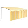 Manual retractable awning with yellow and white striped 3.5x2.5 m by vidaXL, Awnings - Ref: Foro24-3069278, Price: 473,53 €, ...