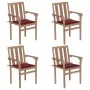 Stackable garden chairs, set of 4, made of solid teak wood with cushions. by vidaXL, Garden chairs - Ref: Foro24-3073388, Pri...