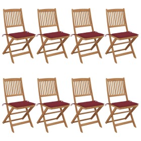Faltbare Gartenstühle 8 Stück und Kissen Massivholz Akazie von vidaXL, Gartenstühle - Ref: Foro24-3075030, Preis: 408,45 €, R...