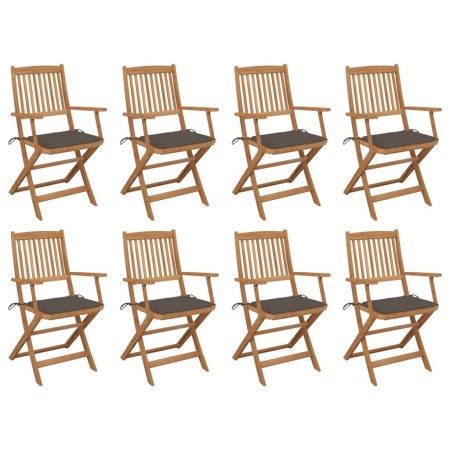 Klappbare Gartenstühle 8-teilig und Kissen aus massivem Akazienholz von vidaXL, Gartenstühle - Ref: Foro24-3075093, Preis: 46...