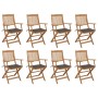 Folding garden chairs 8 units and solid acacia wood cushions by vidaXL, Garden chairs - Ref: Foro24-3075093, Price: 445,51 €,...