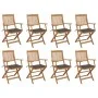 Folding garden chairs 8 units and solid acacia wood cushions by vidaXL, Garden chairs - Ref: Foro24-3075093, Price: 406,17 €,...