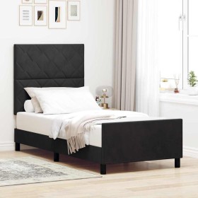 Estructura de cama con cabecera Negro 100 x 200 cm Terciopelo