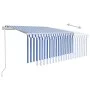 Automatic retractable awning with blue and white shade 3.5x2.5 m by vidaXL, Awnings - Ref: Foro24-3069286, Price: 373,27 €, D...