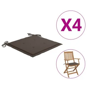 Cojines de silla de jardín 4 uds tela taupé 40x40x3 cm de vidaXL, Cojines para sillas y sofás - Ref: Foro24-47595, Precio: 34...