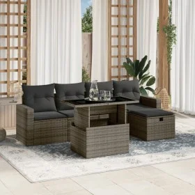 Gartenmöbel-Set, 6-teilig, mit grauen Polstern aus synthetischem Rattan. von vidaXL, Gartensets - Ref: Foro24-3274810, Preis:...