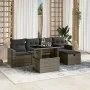 Gartenmöbel-Set, 6-teilig, mit grauen Polstern aus synthetischem Rattan. von vidaXL, Gartensets - Ref: Foro24-3274810, Preis:...