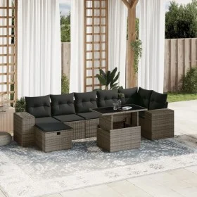 Gartensofa-Set und Kissen, 8-teilig, aus grauem Kunst-Rattan. von vidaXL, Gartensets - Ref: Foro24-3275310, Preis: 535,16 €, ...