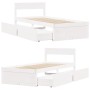 Bettgestell mit Schubladen aus massivem weißem Kiefernholz, 90 x 200 cm von vidaXL, Betten und Lattenroste - Ref: Foro24-8467...